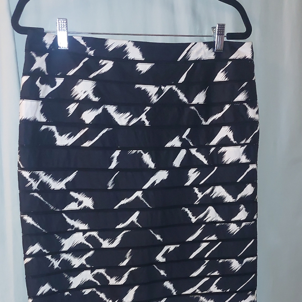 Lir Boutiqe Black/White/Mesh Pattern Pencil Skirt Size 10